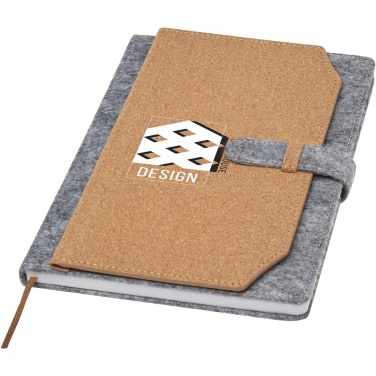 Logo trade advertising products image of: Viviana A5 recycled felt and cork notebook