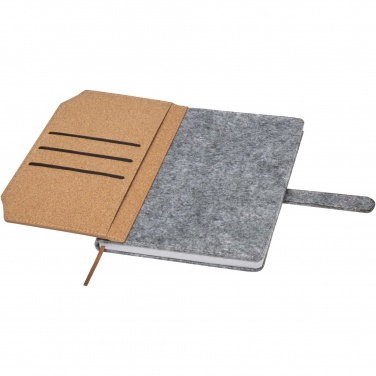 Logo trade advertising product photo of: Viviana A5 recycled felt and cork notebook