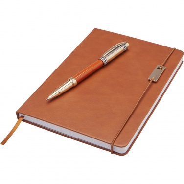 Logo trade promotional giveaways image of: Legato A5 notebook and rollerball pen set 