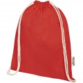 Oregon 140 g/m² GRS recycled cotton drawstring bag, Red