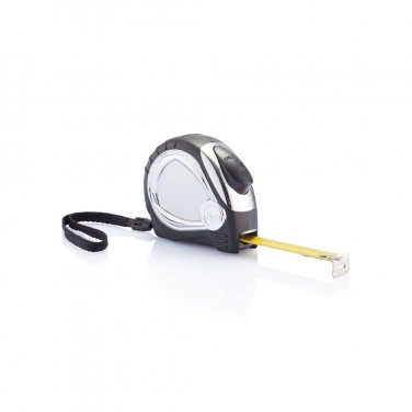 Logo trade promotional giveaways image of: Chrome plated auto stop tape measure