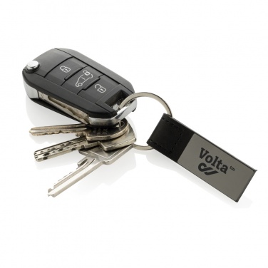 Logotrade promotional giveaway image of: Luxury PU keychain RCS recycled zinc alloy