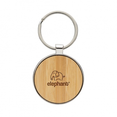Logo trade promotional item photo of: RCS recycled zinc alloy round keychain with bamboo
