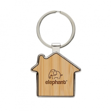 Logotrade promotional product picture of: RCS recycled zinc alloy house keychain with bamboo