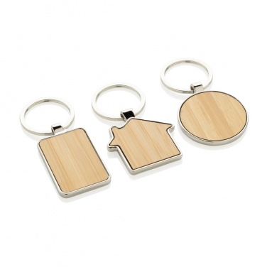Logotrade corporate gift picture of: RCS recycled zinc alloy house keychain with bamboo