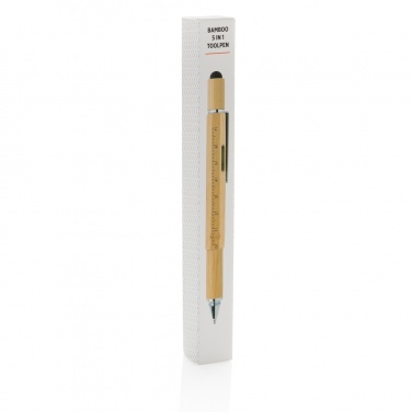 Logo trade promotional items image of: Bamboo 5-in-1 toolpen