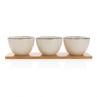 Logo trade promotional giveaways image of: Ukiyo 3pc serving bowl set with bamboo tray