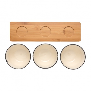 Logo trade promotional product photo of: Ukiyo 3pc serving bowl set with bamboo tray