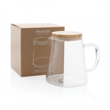 Logo trade promotional merchandise picture of: Ukiyo borosilicate glass carafe with bamboo lid 1.2L