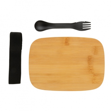 Logotrade promotional item image of: Stainless steel lunchbox with bamboo lid and spork