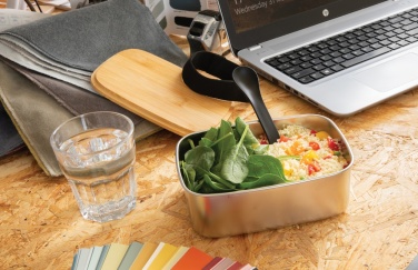 Logotrade promotional merchandise image of: Stainless steel lunchbox with bamboo lid and spork