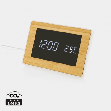 Logo trade advertising product photo of: Utah RCS recycled plastic and bamboo LED clock