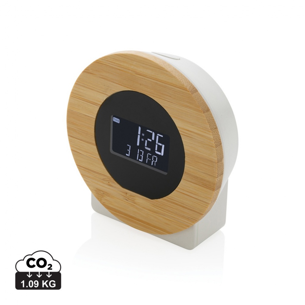 Logotrade promotional giveaways photo of: Utah RCS rplastic and bamboo LCD desk clock