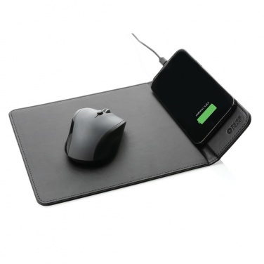 Logo trade corporate gift photo of: Swiss Peak RCS recycled PU 10W wireless charging mousepad