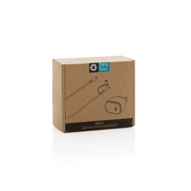 Logotrade promotional gift picture of: Boost RCS reycled PET 20W type C 2 pcs charging set