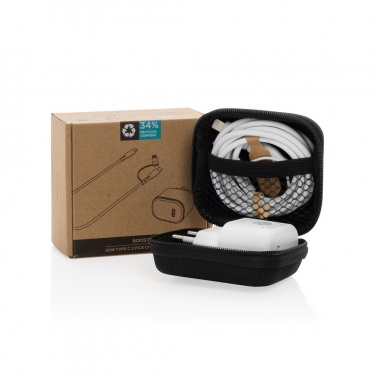Logotrade promotional item image of: Boost RCS reycled PET 20W type C 2 pcs charging set