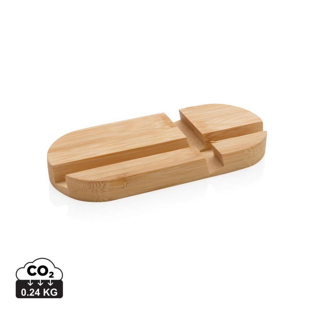 Logo trade promotional giveaways image of: Bamboo tablet and phone holder