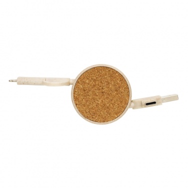 Logo trade promotional item photo of: Cork and Wheat 6-in-1 retractable cable