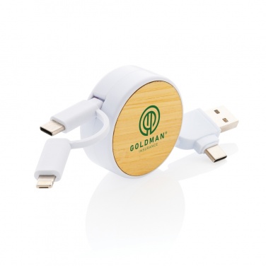 Logotrade promotional product image of: RCS recycled plastic Ontario 6-in-1 retractable cable