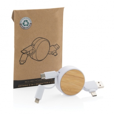 Logo trade promotional product photo of: RCS recycled plastic Ontario 6-in-1 retractable cable