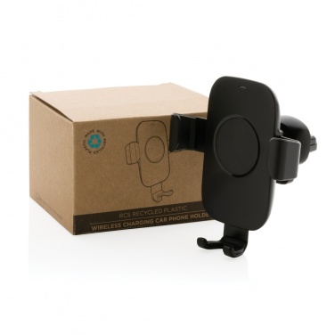 Logo trade promotional merchandise picture of: RCS recycled plastic 10W wireless charging car holder