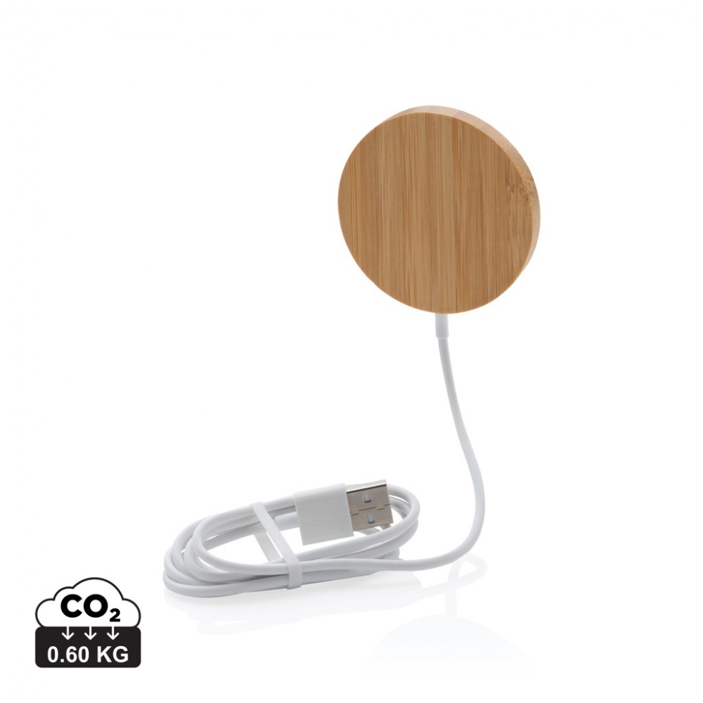 Logo trade promotional giveaways picture of: 10W bamboo magnetic wireless charger