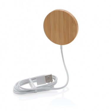 Logo trade promotional products image of: 10W bamboo magnetic wireless charger