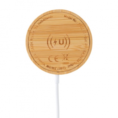 Logo trade business gift photo of: 10W bamboo magnetic wireless charger