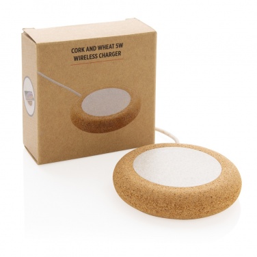 Logo trade promotional gift photo of: Cork and Wheat 5W wireless charger