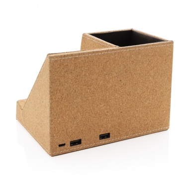 Logo trade corporate gift photo of: Cork pen holder and 5W wireless charger