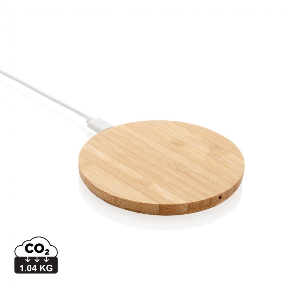 Logotrade promotional product image of: Bamboo 5W round wireless charger