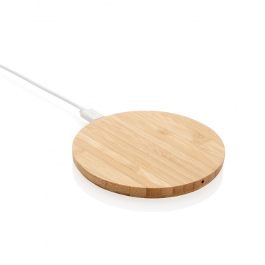 Logo trade promotional merchandise picture of: Bamboo 5W round wireless charger