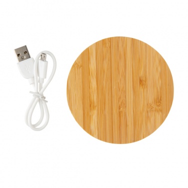 Logotrade promotional merchandise image of: Bamboo 5W round wireless charger