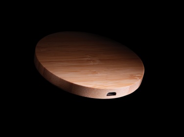 Logo trade corporate gifts picture of: Bamboo 5W round wireless charger