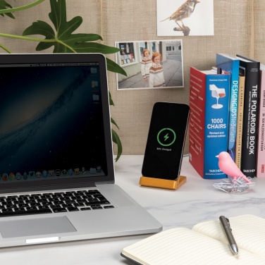 Logotrade promotional product image of: Bamboo 5W wireless charging stand
