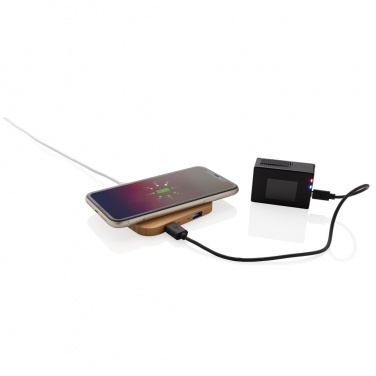 Logotrade promotional item picture of: Bamboo 10W wireless charger with USB