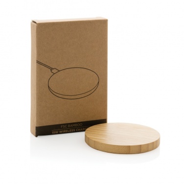 Logotrade promotional product image of: Bamboo 15W wireless charger