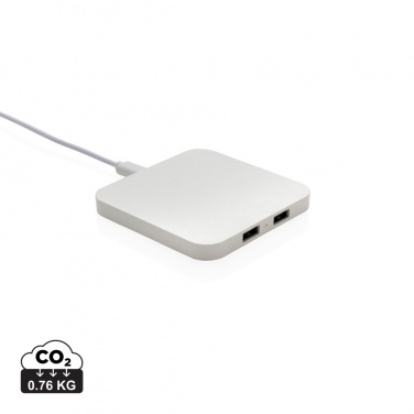 Logo trade promotional product photo of: RCS recycled plastic 10W Wireless charger with USB Ports