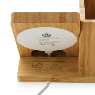 Logo trade advertising product photo of: Calgary bamboo 10W wireless charger