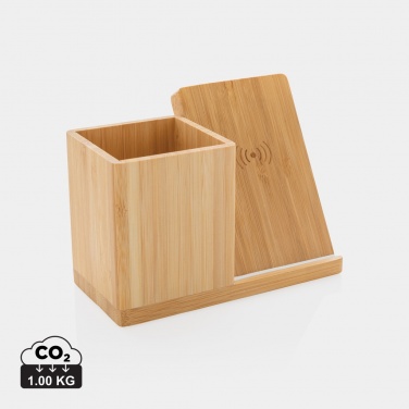Logo trade promotional gifts image of: Calgary bamboo 10W wireless charger