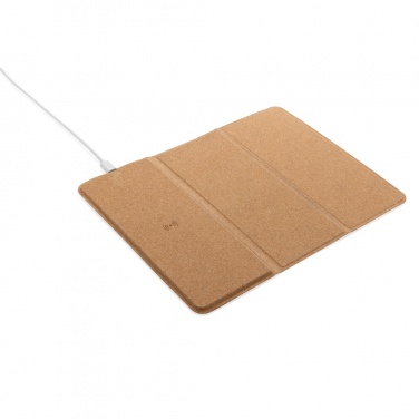 Logotrade business gift image of: 10W wireless charging cork mousepad and stand