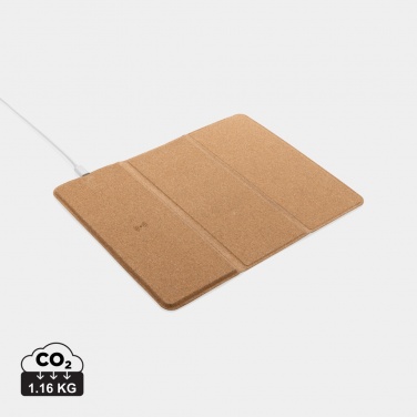 Logo trade promotional merchandise picture of: 10W wireless charging cork mousepad and stand