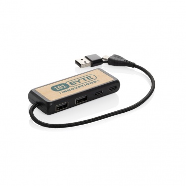 Logotrade promotional merchandise image of: Link RCS recycled plastic and bamboo dual Input USB hub