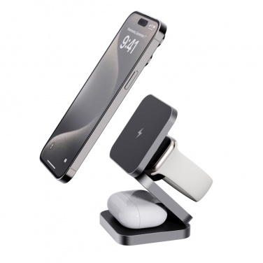 Logotrade promotional product picture of: Terra RCS recycled aluminum foldable 3 in 1 15W charger