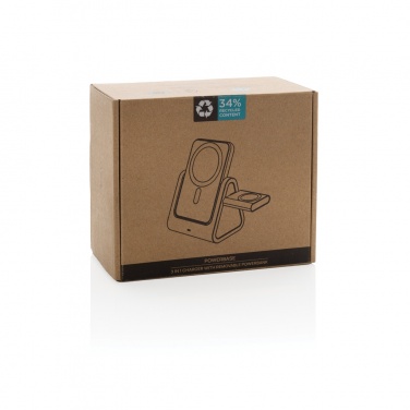 Logo trade promotional merchandise photo of: Powerbase RCS recycled plastic 3 in 1 charger with powerbank