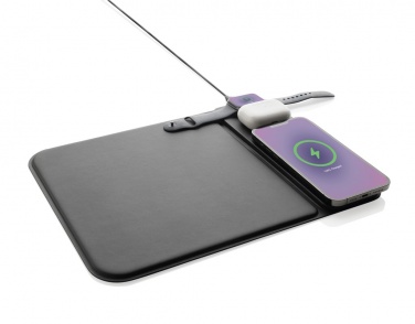 Logotrade promotional merchandise image of: Swiss peak RCS recycled PU 15W 3 in 1 charging mousepad