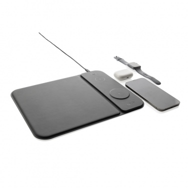 Logotrade promotional items photo of: Swiss peak RCS recycled PU 15W 3 in 1 charging mousepad