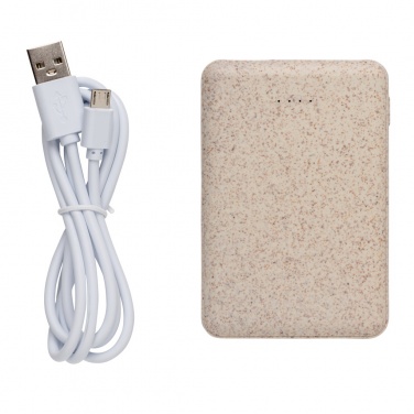 Logo trade corporate gifts image of: Wheat Straw 5.000 mAh Pocket Powerbank