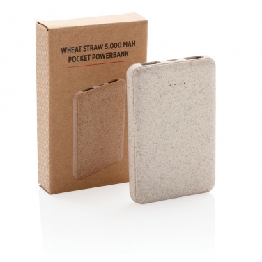 Logo trade corporate gifts image of: Wheat Straw 5.000 mAh Pocket Powerbank