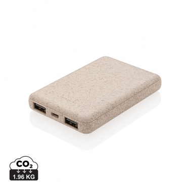 Logo trade promotional item photo of: Wheat Straw 5.000 mAh Pocket Powerbank